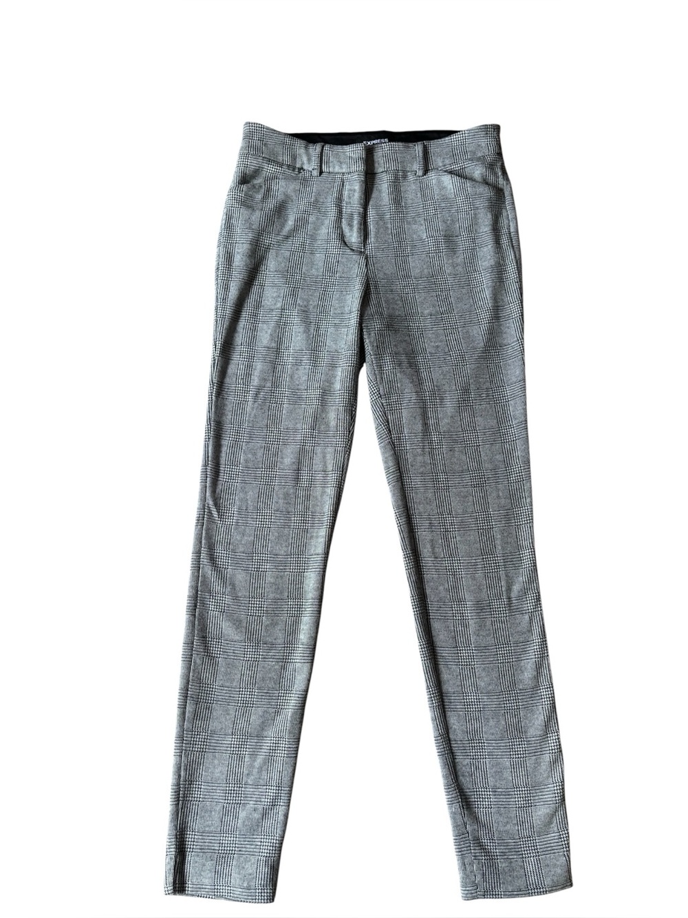 Express Women’s Gray Plaid Skinny Mid Rise Dress Pants| Business Casual | Office